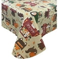 thumbnail image 1 of Thanksgiving Fall Flannel Back Vinyl Tablecloth: Dogs Helping Paws with Farm Trucks Tractors and Wagons 60", 1 of 3