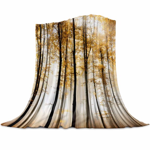 Thanksgiving Fall Flannel Blanket for Bed,Travel and Camping, Retro Yellow Maple Leaf Farmhouse Super Soft Cozy Blanket for All Seasons 40"x50"