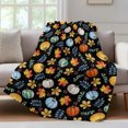 thumbnail image 1 of Thanksgiving Fall Fleece Throw Blanket for Couch, Blue Pumpkin Maple Botanical Black Microfiber Flannel Blanket for All Season, Lightweight Soft Throw Blankets for Bedroom, Living Room, 60"x80", 1 of 8