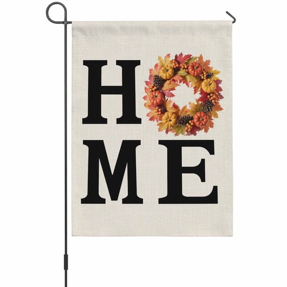 Thanksgiving Fall Garden Flags For Outdoor, Pumpkin Maple Leaf HOME Small Double Side Yard Flags Weather Proof Garden Decor for Lawn Outside Holiday 12 x 18 Inches