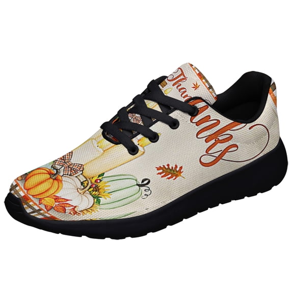 Thanksgiving Fall Give Thanks Jesus ChriStCross Pumpkins Thanksgiving Shoes Sneakers Black Size 10.5
