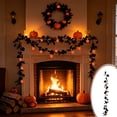 thumbnail image 1 of Thanksgiving Fall Halloween Decoration for Home Indoor Outdoor Clearance Under $5.00!Black Artificial Maple Leaf And Rattan Pumpkin And Berry Halloween Window Display And Fireplace Ornament, 1 of 6