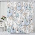 thumbnail image 1 of Thanksgiving Fall Harvest Shower Curtain Set, 72" x 72" Waterproof Polyester Bathroom Curtain with 12 Hooks, Rustic Farmhouse Blue Pumpkin Vintage Home Decor for Restroom, 1 of 7