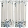 thumbnail image 1 of Thanksgiving Fall Kitchen Curtain 2 Panels Curtains 84 Inch Length, Blue White Pumpkin Eucalyptus Beige Curtains Rod Pocket Curtains Window Drapes Treatment Window Cafe Curtains 52''''x84'''', 1 of 5