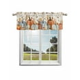 thumbnail image 1 of Thanksgiving Fall Kitchen Curtain Valances for Windows Farmhouse Short Curtains, Vintage Orange Blue Pumpkin Leaves Rod Pocket Valance Curtain for Bedroom Cafe Living Room 60"x18", 1 of 8