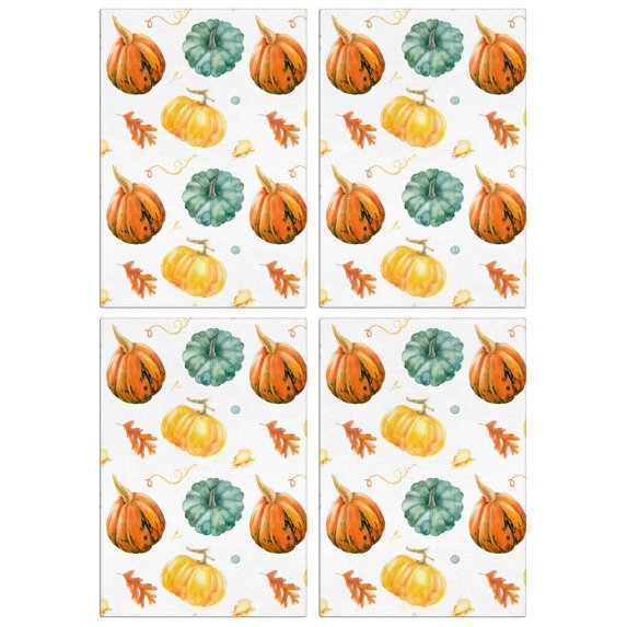 Thanksgiving Fall Kitchen Towels 4-Pack, Maple Leaf & Pumpkin Design, Super Absorbent Soft Tea Towels for Home
