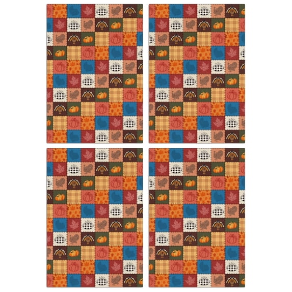 Thanksgiving Fall Kitchen Towels 4-Pack, Maple Leaf & Pumpkin Design, Super Absorbent Soft Tea Towels for Home