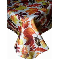 Thanksgiving Fall Leaves Polyester Printed Fabric Tablecloth 52"x 90" Rectangle