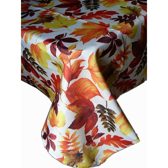 Thanksgiving Fall Leaves Polyester Printed Fabric Tablecloth 52"x 90" Rectangle