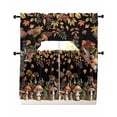 thumbnail image 1 of Thanksgiving Fall Leaves Swag Curtains for Living Room/Bedroom Windows, Mushroom Black Country Botanical Kitchen Curtains and Valances Set 36 Inch Length, Light Filtering Swags Valance Curtain Panels, 1 of 5