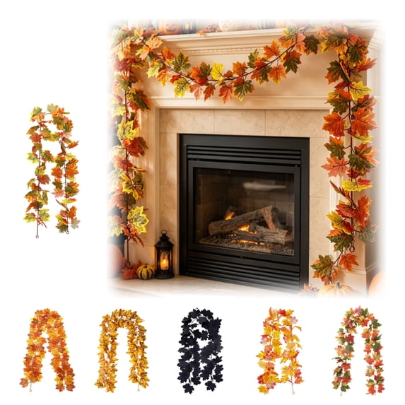 Thanksgiving Fall Maple Leaf Garland,5.57 Ft Artificial Hanging Autumn Foliage Garland for Home Wedding Fireplace Party Decor,Autumn Harvest Fall Decorations