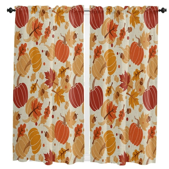 Thanksgiving Fall Orange Maple LeavesWindow Curtains Kids Bedroom Modern Living Room Hall Curtains Kitchen Decorative Drapes