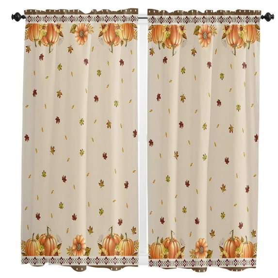 Thanksgiving Fall Orange Maple LeavesWindow Curtains Kids Bedroom Modern Living Room Hall Curtains Kitchen Decorative Drapes
