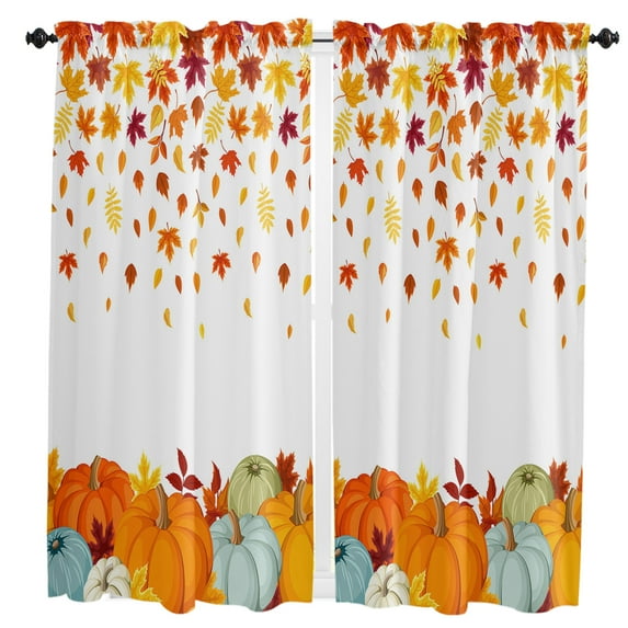 Thanksgiving Fall Orange Maple LeavesWindow Curtains Kids Bedroom Modern Living Room Hall Curtains Kitchen rative Drapes