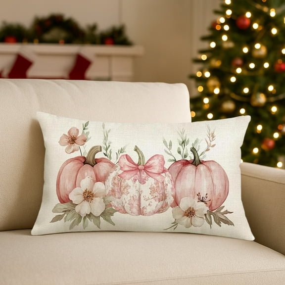 Thanksgiving Fall Outdoor Pillow Cover,30x50CM Pumpkin Pattern Sofa Cushion Case,Indoor Holiday Seasonal Throw Pillow for Halloween and Autumn Home Decor