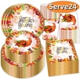 thumbnail image 1 of Thanksgiving Fall Paper Plates and Napkins Disposable Dinnerware Give Thanks Theme Party Supplies Autumn Tableware Set for 24 Guests 96Pcs, 1 of 8