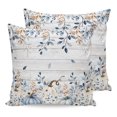 thumbnail image 1 of Thanksgiving Fall Pillow Covers 16x16 Set of 2, Pumpkins Blue Eucalyptus Leaves Wooden Throw Pillow Covers Decorative Couch Cushion Cover, Microfiber Soft Pillowcases for Bedroom Living Room Sofa, 1 of 9