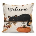 thumbnail image 1 of Thanksgiving Fall Pillow Covers 18x18 Inch Decorative Throw Pillow Cover, Pet Cat Autumn Pumpkin Branch Sofa Pillowcases Accent Cushion Case Home Decor Bedroom Living Room, 1 of 6