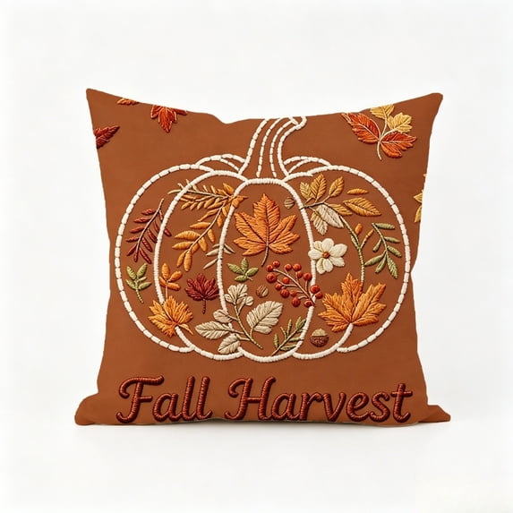 Thanksgiving And Fall Pillow Covers 18x18 Inch Fall Pumpkin Maple Leaf Throw Pillowcase Case For Thanksgiving Pillow Rural Couch Sofa Bed Indoor Outdoor Decor
