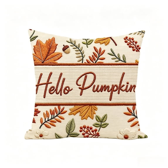 Thanksgiving Fall Pillow Covers 18x18 Inch, Pumpkin Maple Leaf Throw Pillow Cases, Rural Farmhouse Cushion Covers For Couch Sofa Bed Decor