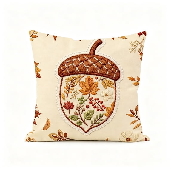 Thanksgiving Fall Pillow Covers 18x18 Inch, Pumpkin Maple Leaf Throw Pillow Cases, Rural Farmhouse Cushion Covers For Couch Sofa Bed Decor