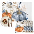 thumbnail image 1 of Thanksgiving Fall Placemats Set of 8 Pumpkin Eucalyptus Leaves White Heat Insulated Linen Place Mats, Washable Stain-Proof Table Mats for Dining Tables Holiday Decor 13x19inch, 1 of 9
