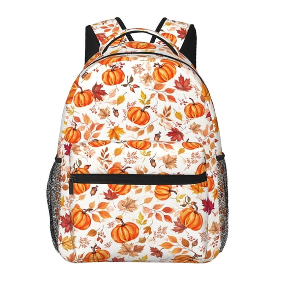 Thanksgiving Fall Pumpkin Maple Leaf Backpack Lightweight Rucksack Travel Bag for Men and Women