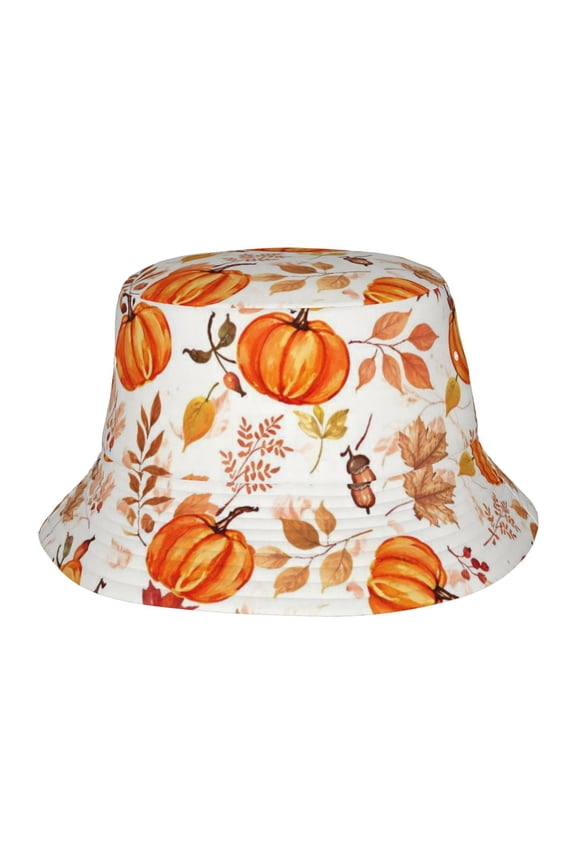 Thanksgiving Fall Pumpkin Maple Leaf Fisherman's Hat Lightweight and Breathable Sun Hat Suitable for Both Men and Women