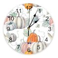 thumbnail image 1 of Thanksgiving Fall Pumpkin Maple Leaf Wall Clock Modern Design Silent Wall Watch for Bedroom Kitchen Round Hanging Clocks（10 Inch）, 1 of 6