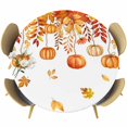 thumbnail image 1 of Thanksgiving Fall Pumpkins Round Tablecloth, Fitted Table Cover with Elastic for 45"-54" Round Tables, Orange Maple Leaf Autumn Table Cloth Outdoor Indoor Dinning Party Waterproof Tablecloths, 1 of 7