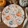 thumbnail image 1 of Thanksgiving Fall Round Braided Placemats Set of 4, Rustic Orange White Green Pumpkin Maple Leaf Heat Insulation Place Mats Washable Non-Slip Table Mats for Kitchen Dining Party, 15 Inches, 1 of 9