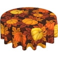thumbnail image 1 of Thanksgiving Fall Round Tablecloth 60 Inch Autumn Pumpkin Tablecloth Waterproof Polyester Fallen Leaves Print Decorative Table Cloth for Holiday Kitchen Dining Room Outdoor Patio Party, 1 of 6
