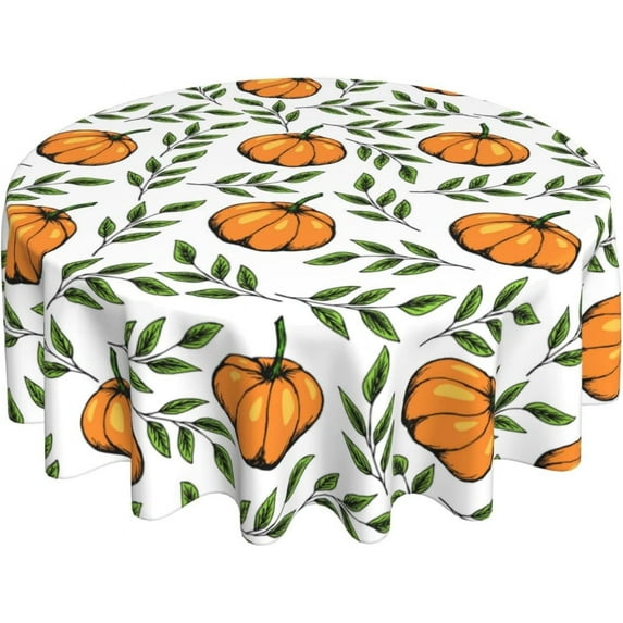 Thanksgiving Fall Round Tablecloth 60 Inch Autumn Sunflowers Fall Pumpkin Round Table Cloth for Home Kitchen Dining Room Patio Outdoor Picnic Party