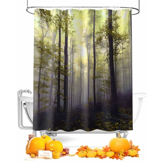 Thanksgiving Fall Shower Curtain Set ,Waterproof Fabric Shower Curtains Vintage Yellow Maple Leaf Farmhouse Shower Curtains for Bathroom,Bathroom Decor 36"x72"