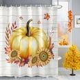 thumbnail image 1 of Thanksgiving Fall Shower Curtains for Bathroom, Watercolor Yellow Pumpkin Wood Grain Waterproof Fabric Shower Curtain for Bathroom Bathtub Decoration, Machine Washable, 72"x72", 1 of 9