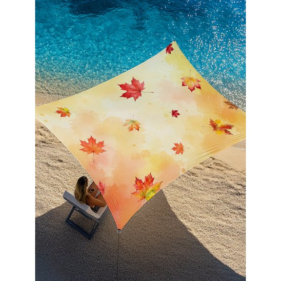 Thanksgiving Fall Sun Shade Sail 12' x 16', Maple Leaf Orange Ombre Rustic Farmhouse Rectangle Outdoor Sunshade Canopy, Waterproof UV Block Patio Covers for Garden Yard Beach