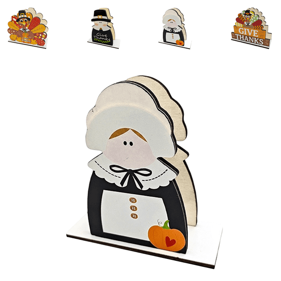 Thanksgiving Fall Table Decor, Thanksgiving Napkin Holder for Table, Wood Napkin Holders, Cute Turkey Pilgrim Tissue Dispenser for Kitchen Counter, Dining Table & Fall Harvest Gathering-C