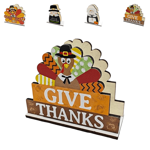 Thanksgiving Fall Table Decor, Thanksgiving Napkin Holder for Table, Wood Napkin Holders, Cute Turkey Pilgrim Tissue Dispenser for Kitchen Counter, Dining Table & Fall Harvest Gathering-D