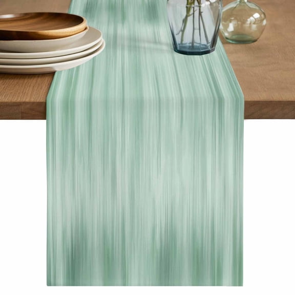 Green Table Runner 36 Inches, Modern Abstract Art Ombre Striped Bed Runner Dresser Scarves Tabletop for Indoor Outdoor Parties/Ceremony/Banquet, 13"x 36"