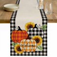 thumbnail image 1 of Thanksgiving Fall Table Runner 36 Inches Long Farmhouse Dress Scarves, Retro Orange Black Plaid Pumpkin Floral Dining Tablerunner for Coffee Table/Kitchen Island/Party Décor, Small 13" x 36", 1 of 8