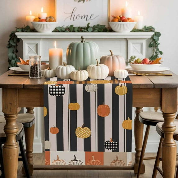 Thanksgiving Fall Table Runner, Autumn Thanksgiving Kitchen Dining Table Decoration for Home Party Decor 13x60 Inches