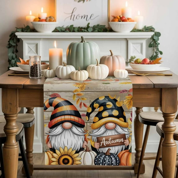 Thanksgiving Fall Table Runner, Autumn Thanksgiving Kitchen Dining Table Decoration for Home Party Decor 13x72 Inches