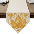 thumbnail image 1 of Thanksgiving Fall Table Runner Linen Burlap Table Runner 72 Inches Long Autumn Maple Leaves Falling Leaf Cones Dresser Scarves for Kitchen Island Coffee Dining Room Party Holiday Decoration 14"x72", 1 of 8