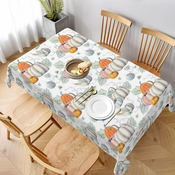 Thanksgiving Fall Tablecloth 60 x 104 Inch Rectangle, Autumn Harvest Pumpkin Tablecloths Stain Resistance Polyester Table Cloth for Holiday Parties Kitchen Dining Indoor Outdoor