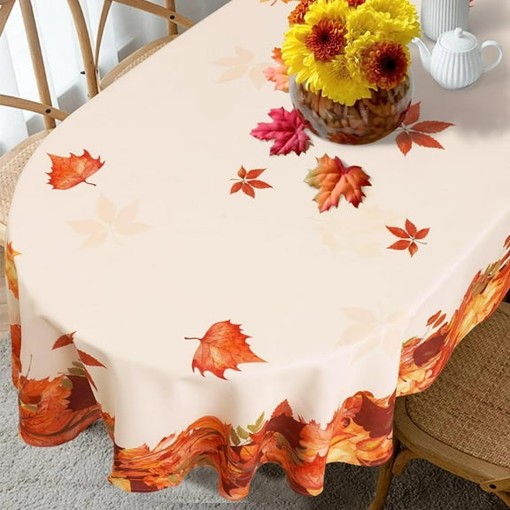 Thanksgiving Fall Tablecloth for Round,Oval,Rectangle Tables,Waterproof Pumpkin Fall Table Cloths for Dining Room Indoor Outdoor Table Cover - 60x102 Inch