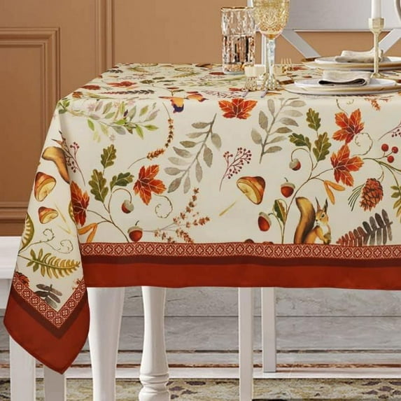Thanksgiving Fall Tablecloth for Round,Oval,Rectangle Tables,Waterproof Pumpkin Fall Table Cloths for Dining Room Indoor Outdoor Table Cover - 60x102 Inch