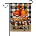 thumbnail image 1 of Thanksgiving Fall Thankful Gnomes Buffalo Plaid Check Farmhouse Garden Flag Double Sided, Autumn Turkey Pie Decorative Yard Outdoor Small Decor, Burlap Home Outside Decoration 12.5 x 18, 1 of 5