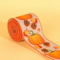 thumbnail image 1 of Thanksgiving Fall Themed Wired Ribbon, Classic Plaid Pumpkin & Maple Leaf Pattern Sturdy Wired Edged Fabric Tape, Bendable Craft Ribbon for Autumn Household Harvest Decor 1Roll, 1 of 5