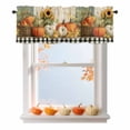 thumbnail image 1 of Thanksgiving Fall Valances for Windows, 54 x 18in, Pumpkin Flower Checkered Oil Painting Rod Pocket Kitchen Valance Curtain Light Filtering Window Treatments for Living Room Bedroom, 1 Panel, 1 of 7