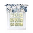 thumbnail image 1 of Thanksgiving Fall Valances for Windows Blue Maple Leaf Pumpkin Wood Grain Kitchen Valance Curtain Rod Pocket Small Curtains for Cafe Bathroom Laundry Basement 54" x 18", 1 of 8